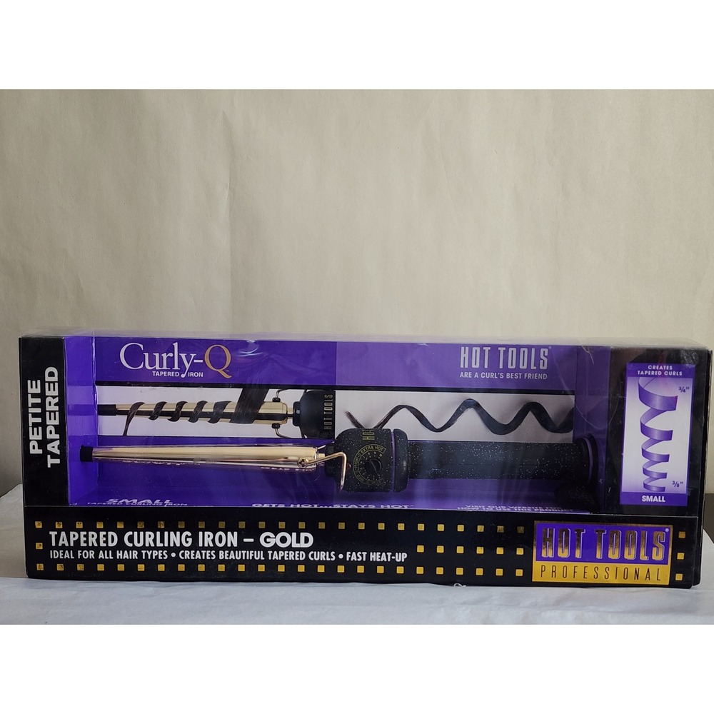 Hot Tools Professional Curly-Q Tapered Curling Iron Gold 3/4-3/8 Petite Small